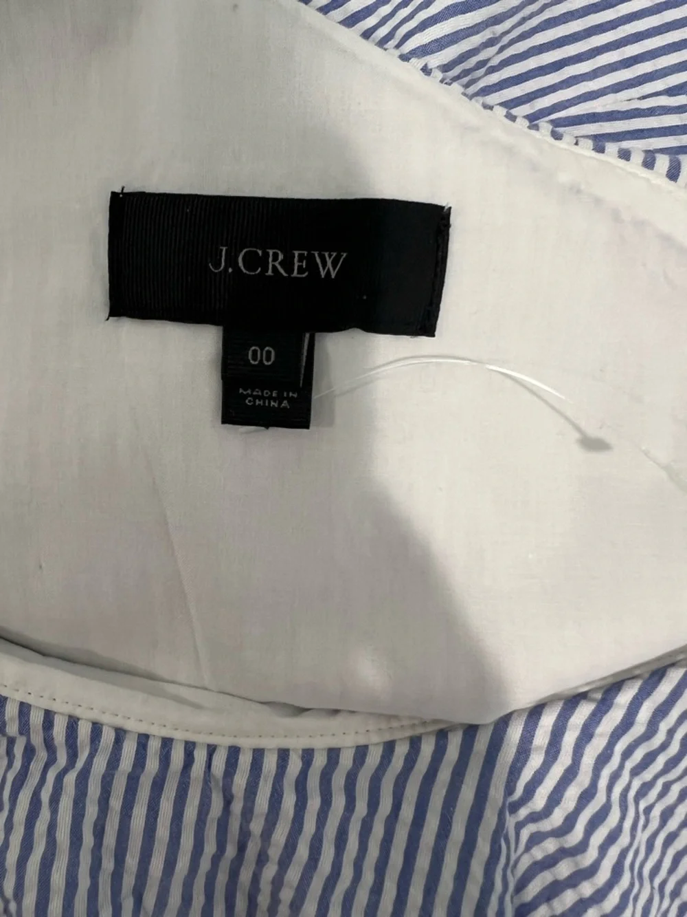 J. Crew Blue and White One-Shoulder Ruffle Dress 00